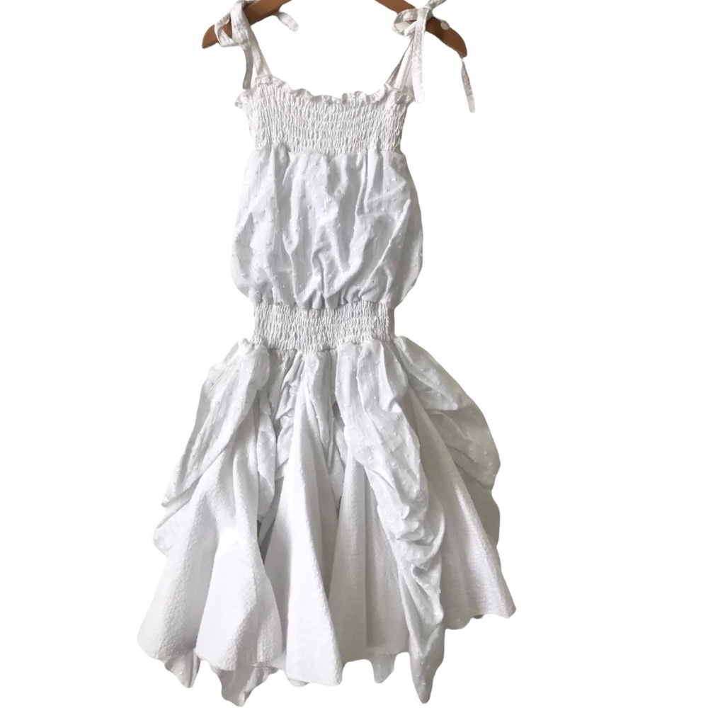 Pixie Girl White On White Smocked Parachute Dress 5